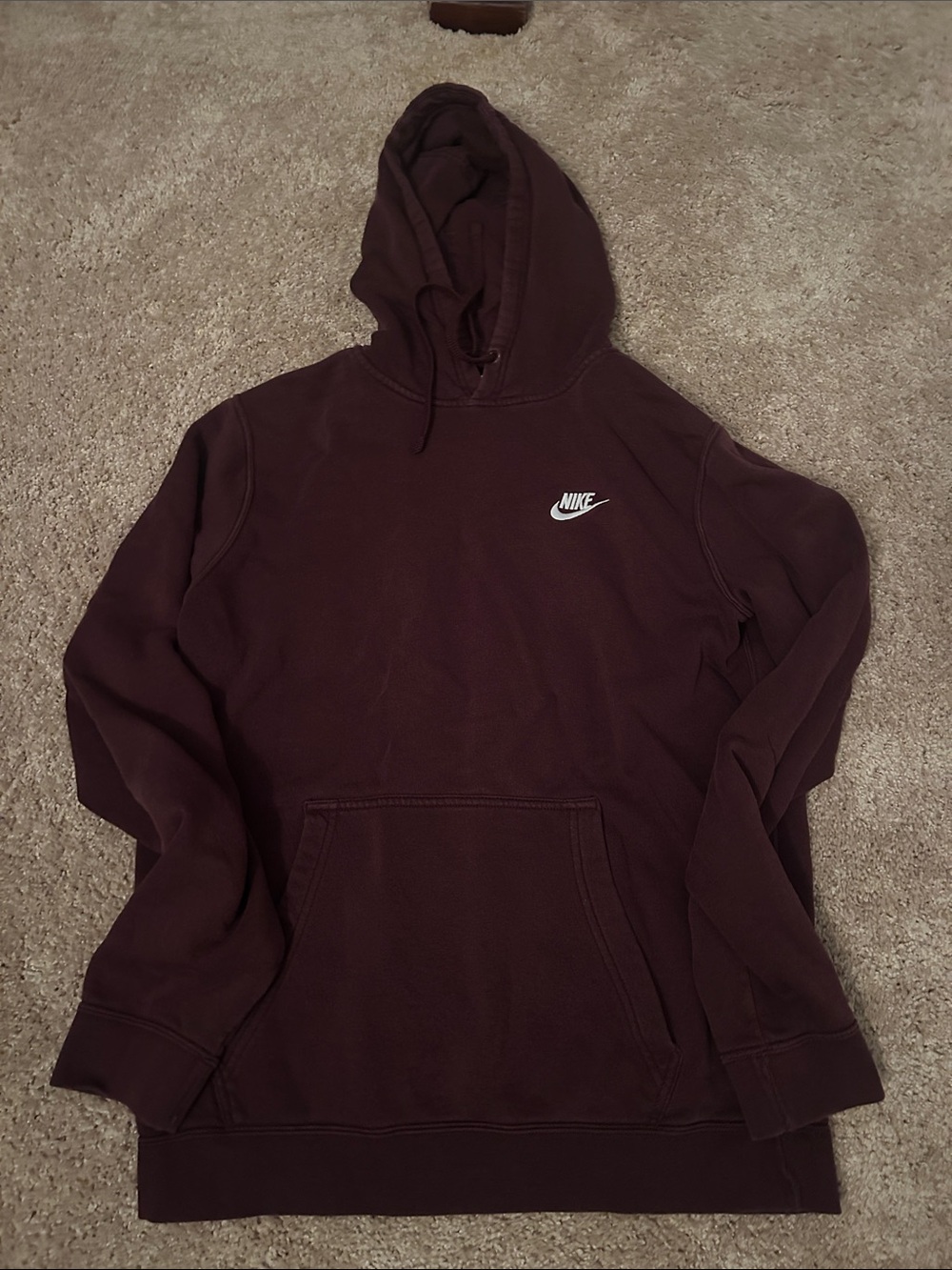 Nike Hooded Pullover Sweatshirt - Burgundy with White Logo
